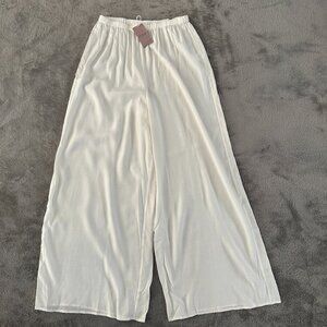 NWT Nap Loungewear Pull On White Wide Leg Pants LARGE Bottoms